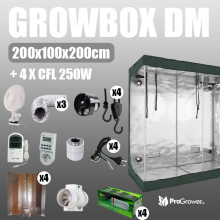 Complete Kit: Growbox DiamondRoom 200x100x200cm + 4 x CFL 250W