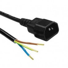 Power cord with IEC C14 plug, male, 3x1.5mm, length 3m
