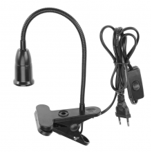 Black E27 socket with a clip, switch and 1.3 m cable