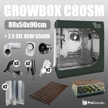 Germination set: Growbox C80SM 80x50x90cm + 2x CFL 85W 6500K