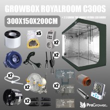 Complete Kit: Growbox RoyalRoom C300S 300x150x200cm + 2 x Grow The Jungle Hydra LED 600W