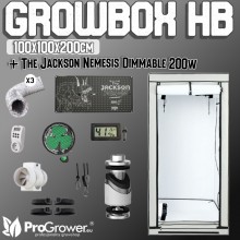 Complete Kit: Growbox HB 100x100x200cm + Grow The Jungle NEMESIS DIMMABLE 200W LED
