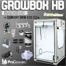 Komplettset: Growbox HB White Ambient R120 PAR+ 120x90xh180cm + 2 x SANlight Q4W LED 150W