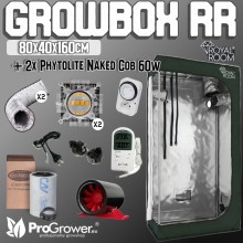 Complete Kit: Growbox RoyalRoom 80x40x160cm + 2 x Naked COB 60W Phytolite LED